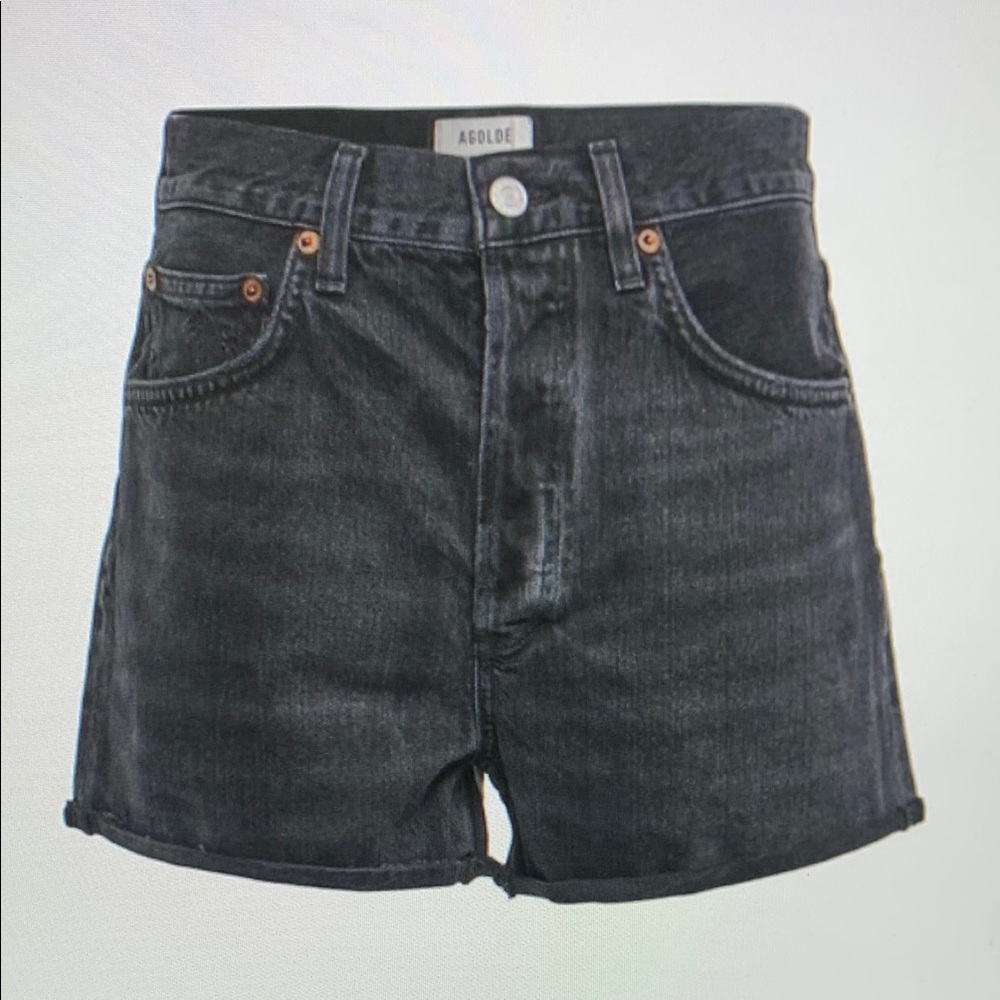 Agolde Black High-Rise Denim Shorts